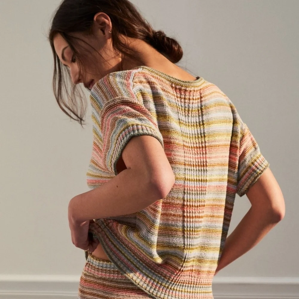 Anthropologie Daily Practice Knit Lounge Multicolor Beachy Top Size Medium - Picture 2 of 11